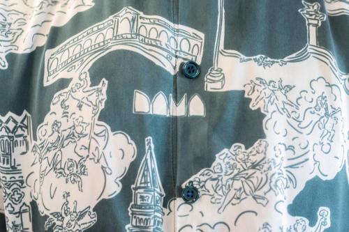 a curtain with a drawing of the disney tower at Ca' Bonfadini Historic Experience in Venice