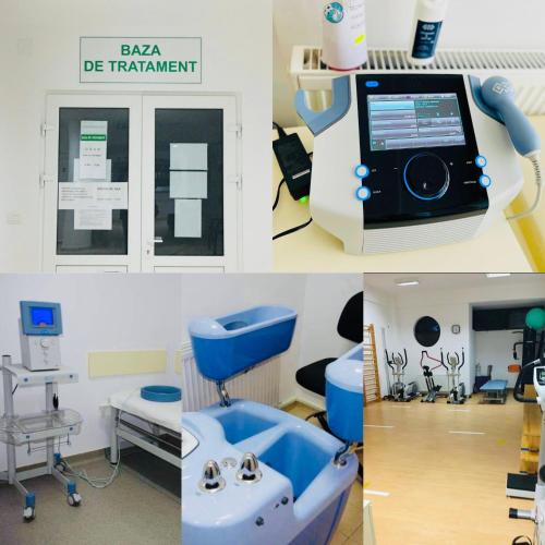 four different pictures of a dental clinic at Hotel Silvana in Buziaş
