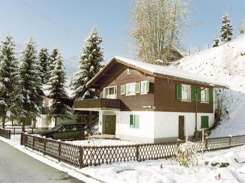 a house with a car parked in the snow at Apartment Casa Mira by Interhome in Engelberg