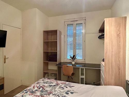 TV a/nebo společenská místnost v ubytování Lion d'or 25 - Chambre meublée et équipée - centre-ville