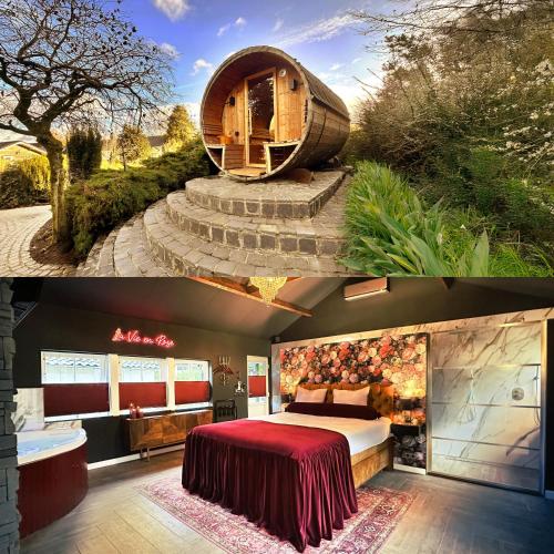 Wellness Tuin - Boudoir Suite - Ultieme Partner Beleving met Jacuzzi en Openhaard en privé Sauna in Romantische stijl