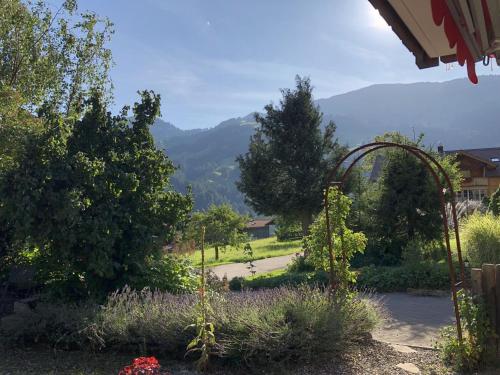a garden with a view of a mountain at Apartment Strubeli by Interhome in Sankt Stephan