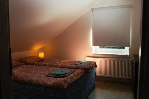 a bedroom with two beds and a window at Prague Wellness Home, Forest Getaway in Prague