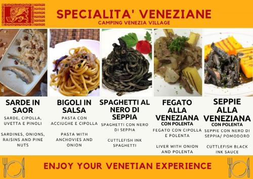 a menu of nepalese food at nepalese cuisine at Camping Venezia Village in Mestre