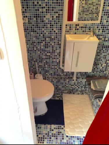 une salle de bain avec toilettes et lavabo dans l'établissement Charmant Studio BASTILLE - Votre Havre de Paix au Cœur de Paris !, à Paris