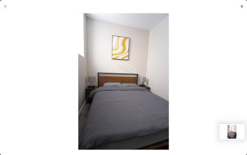 ein Schlafzimmer mit einem Bett und einem Gemälde an der Wand in der Unterkunft 117 McGregor St Blenheim Unit # 3 in Blenheim