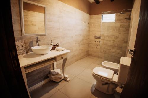 un baño con lavabo e inodoro en El Pinar Caballeriza, en San Rafael