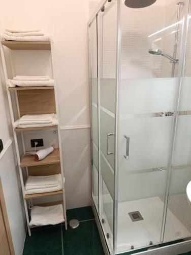 a bathroom with a shower and a walk in shower at La Dolce Vita, Vomero in Naples