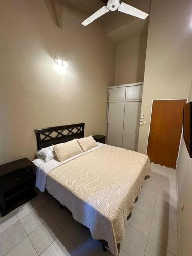 a bedroom with a bed and a ceiling fan at Amplio Departamento Céntrico in Formosa