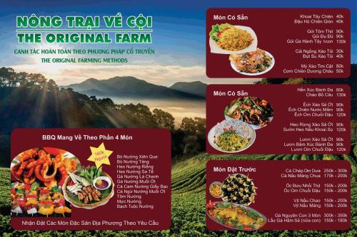a menu for the original farm restaurant at Nông Trại Về Cội - The Original Farm in Buôn Bedeur