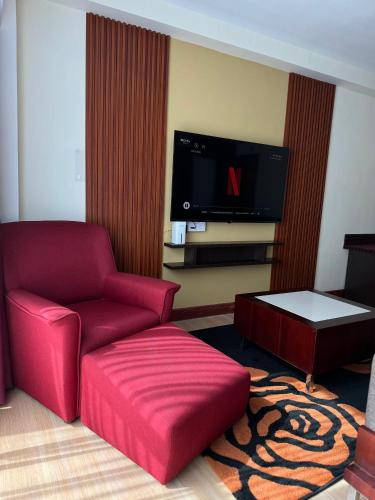 TV a/nebo společenská místnost v ubytování Ty Suite Studio at Ming Garden Residence