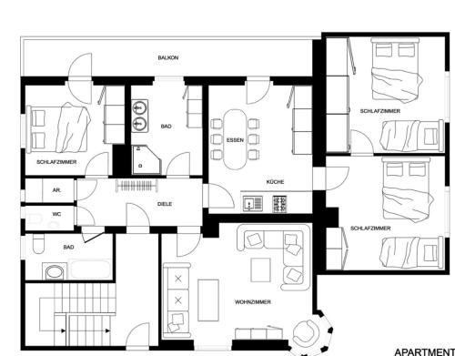 a floor plan of a house at Appartement Bergtraum in Kirchberg in Tirol