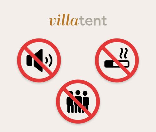 a set ofbidden signs for children and no smoking at Glamping at Sardinia in Alghero