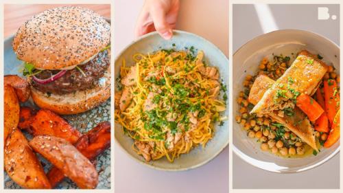a collage of three pictures of different food items at Bikube Lyon in Lyon