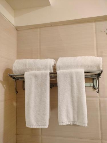 three towels on a towel rack in a bathroom at VITS Lonavala in Lonavala