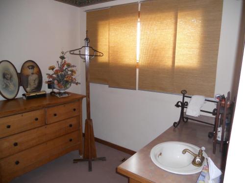 A bathroom at LandMark Inn at the Historic Bank of Oberlin