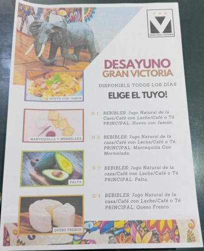 a sign for a restaurant with a picture of an elephant at Gran Hotel Victoria in Tacna