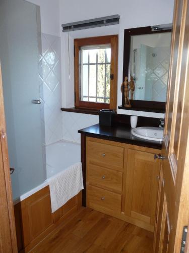 une salle de bain avec une douche, un lavabo et un miroir dans l'établissement Villa avec piscine Saint Remy de Provence LS1-196, à Saint-Rémy-de-Provence