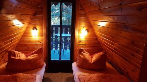 Χώρος καθιστικού στο Finnhütte am Lübbesee