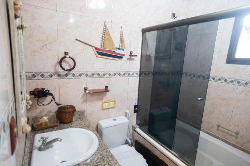 Koupelna v ubytování Hotel Porto do Zimbo