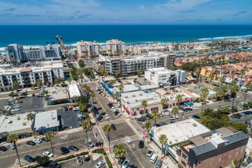 an aerial view of a city with the ocean at The Brick Boutique Hotel in Oceanside