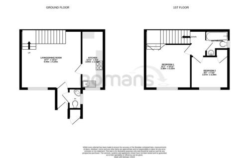 a floor plan of a two bedroom apartment at Farnborough - Newly Refurbished 2 Bedroom Home in Blackwater