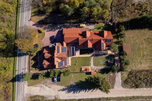 an overhead view of a house with a roof at Base Camp Pieniny in Niedzica