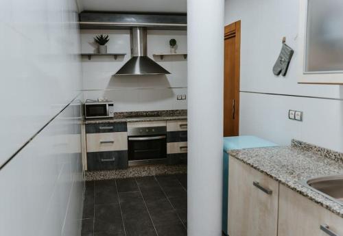 a kitchen with a stove and a sink at Apartamento en centro de Almería in Almería