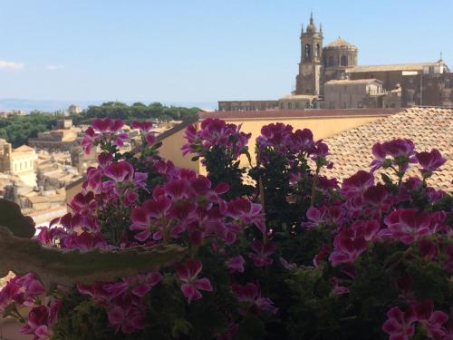 a bunch of purple flowers on top of a building at Attico Da Rosa con vista spettacolare a 360 gradi in Caltagirone