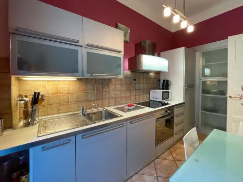 une cuisine avec un évier et un plan de travail dans l'établissement Comte De Nice Luxury 4 Pers Parking WiFi AC, à Nice