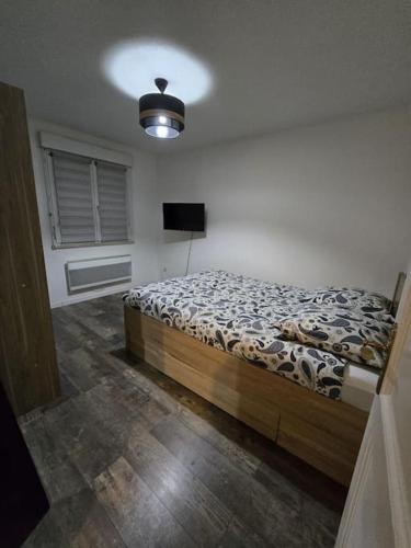 une chambre avec un lit et une télévision dans l'établissement Appartement parking gratuit, à Illkirch-Graffenstaden