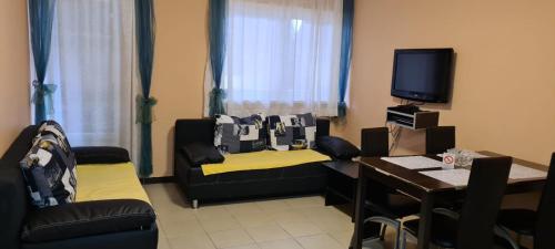 a living room with a couch and a tv at Vila Marina Divčibare in Divčibare
