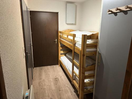 Cette chambre comprend un placard avec des lits superposés. dans l'établissement Résidence Ecrin Des Glaciers Daim - ECRIN DES GLACIERS D43 MAE-7511, à Combloux
