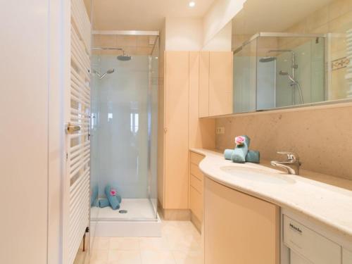 a bathroom with a shower and a sink at Studio in Ostend with Stunning Sea Views in Ostend