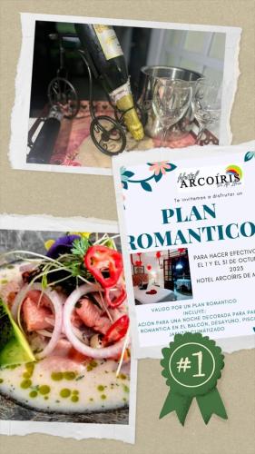 a collage of two pictures of a meal and a flyer at HOTEL EMPRESARIAL Arcoiris de mi llano in Paz de Ariporo