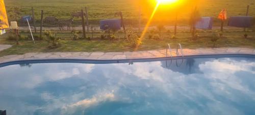 a reflection of the sky in a swimming pool at Mambo Game View in Elmenteita