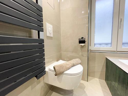 a bathroom with a toilet and a sink at Suite Émeraude centre ville in Sélestat
