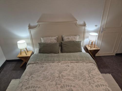 une chambre avec un grand lit avec deux lampes dans l'établissement Urban Chic 44 m2, à Brest