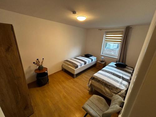 Postel nebo postele na pokoji v ubytování Ferienwohnung in Seelow nähe polnische Grenze