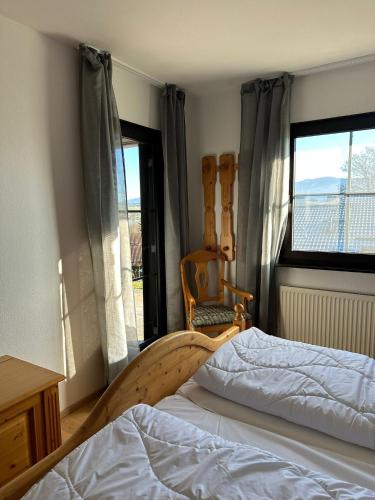 Postel nebo postele na pokoji v ubytování Panoramablick