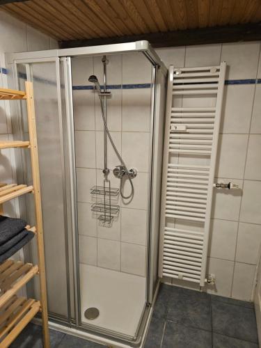 Ένα μπάνιο στο Föhrzeit Wohnung 3 Kuschelig unter Reet mit Garten
