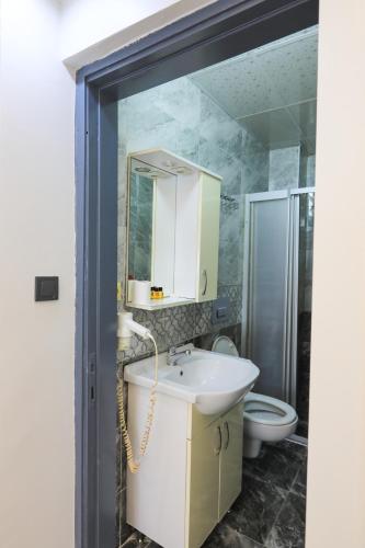 a bathroom with a sink and a toilet at Istanbul Hotel&Guesthouse in Istanbul