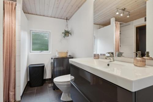a bathroom with a sink and a toilet at Feriehus 1066 in Ringkøbing
