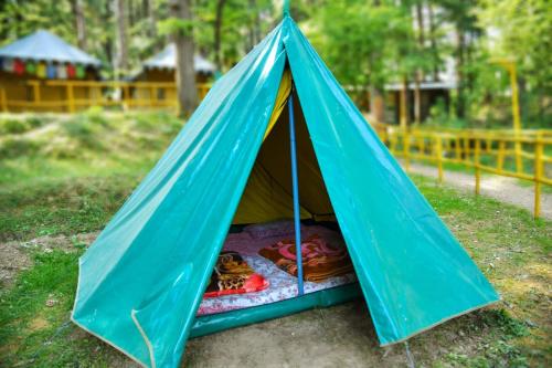 a blue tent with food inside of it at Himtrek Stays,Mcleodganj in McLeod Ganj