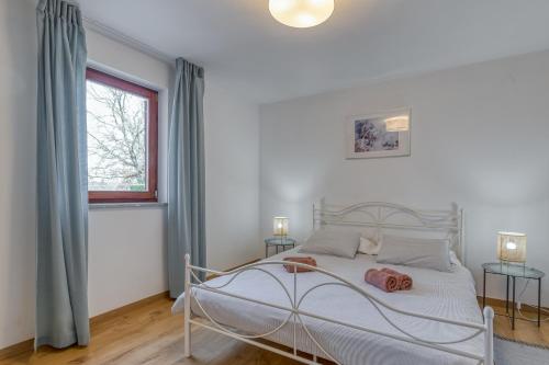 a bedroom with a white bed and a window at Apartment Nino in Kanfanar
