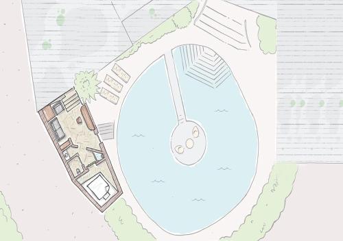 a conceptual plan of a garden with a pool at Hotel Land Gut Höhne in Mettmann