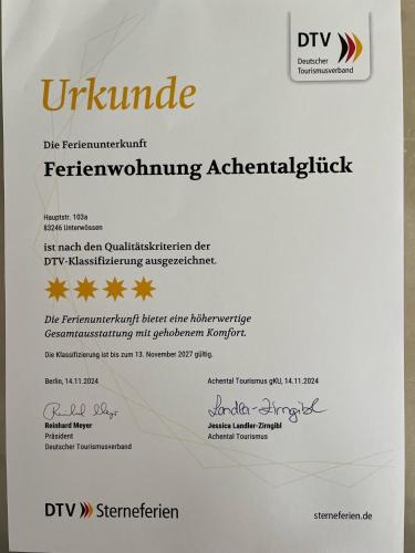 una lettera di rifiuto per un documento di verifica di reintegrazione di Achentalglück a Unterwössen