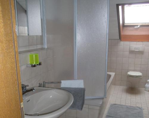 Ένα μπάνιο στο Ferienwohnung im Kupferhammer