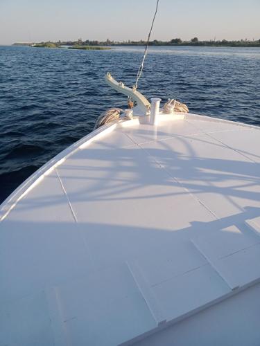 a view of the bow of a boat on the water at Nubian Sandal in Aswan