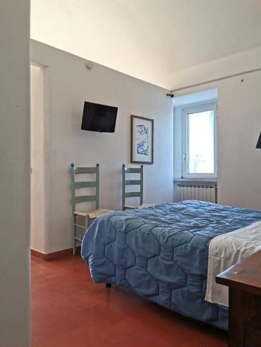 a bedroom with a bed and a tv on the wall at Villa Dei Romani - Country House in Guidonia